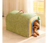 PETCUTE Cama para Gatos de Interior, Cueva Plegable para Gatos 2 en 1 con Base Antideslizante, Cama para Perros con Cojín Extraíble y Lavable, Camas Blandas y Muebles para Mascotas,Verde,L