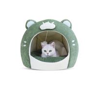 PETCUTE Cama para gatos para interiores, cama de peluche para gatos con fondo antideslizante, lavable cama para animales domésticos con cojín extraíble, bola de pelo, cama para cueva suave para gatos