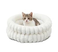 PETCUTE Cama para Gatos y Perros Pequeños, Lavable a Máquina, Cama Cálida de Felpa para Perros con Base Antideslizante, Colchoneta para Mascotas con Cojín Reversible,Blanco,M