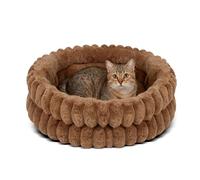 PETCUTE Cama para Gatos y Perros Pequeños, Lavable a Máquina, Cama Cálida de Felpa para Perros con Base Antideslizante, Colchoneta para Mascotas con Cojín Reversible,Caqui,S