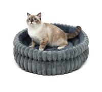 PETCUTE Cama para Gatos y Perros Pequeños, Lavable a Máquina, Cama Cálida de Felpa para Perros con Base Antideslizante, Colchoneta para Mascotas con Cojín Reversible,Gris Oscuro,M