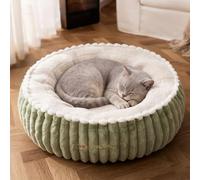 PETCUTE Cama para Gatos y Perros Pequeños,Super Suave,Redonda Cama Gato Interior,Cómodo y Cálida,Felpa Camas para para Mascotas Invierno con Cojín Extraíble,Fondo Antideslizante,Verde,S