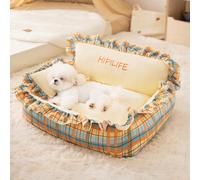 PETCUTE Cama para Mascotas,Lavable Sofá para Perros con Almohada,Bordes Elevados,Super Suave y Cómoda,Cama de Perros con Fondo Antideslizante,Funda Extraíble,para el Invierno,L