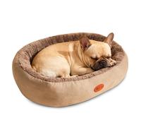 PETCUTE Cama para Perro Pequeño,Cama de Perro Lavable,Relleno de Algodón PP,Felpa Suave y Mullida,Camas para Mascotas con Bordes Elevados,Parte Inferior Antideslizante,Gris,L