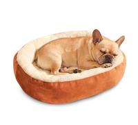 PETCUTE Cama para Perro Pequeño,Cama de Perro Lavable,Relleno de Algodón PP,Felpa Suave y Mullida,Camas para Mascotas con Bordes Elevados,Parte Inferior Antideslizante,Naranja,M