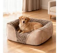 PETCUTE Cama para Perros Grande Ortopédica,Lavable Colchón para Perro con Base Antideslizante,Super Suave Transpirable Cómoda Cama para Mascotas,Sofá para Perros Artríticos,Camel,S