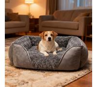 PETCUTE Cama para Perros Grande Ortopédica,Lavable Colchón para Perro con Base Antideslizante,Super Suave Transpirable Cómoda Cama para Mascotas,Sofá para Perros Artríticos,Gris,2XL