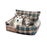 PETCUTE Cama para Perros Grandes Con Funda Desenfundable y Lavable, Sofá para Mascotas Con Base Antideslizante, Rectangular para Perros Pequeños y Medianos, Azul, L