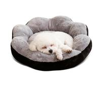 PETCUTE Cama Perro Antiestres,En Forma de Flor,Cama Redonda para Gatos de Interior,Cómodo y Cálida,Lavable Camas para Mascotas Gatos y Perros con Fondo Antideslizante,Gris + Negro,XL