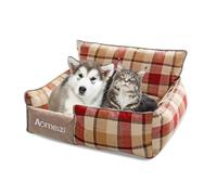 PETCUTE Cama Perro Grandes,Camas para Perros con Funda Desenfundable y Lavable,Sofá Camas para Mascotas con Parte Inferior Antideslizante,Cama Rectangular para Perros Pequeños y Medianos,Rojo,M