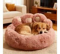 PETCUTE Cama Perro Mediano,Cómodo y Cálida,Colchon Perro Lavable con Fondo Antideslizante,Cama Ortopedica para Perros,Sofá para Perros con Forma de Pata de Oso,Rosa,2XL