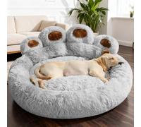 PETCUTE Cama Perro Mediano,Cómodo y Cálida,Colchon Perro Lavable con Fondo Antideslizante,Cama Ortopedica para Perros,Sofá para Perros con Forma de Pata de Oso,Gris,XL
