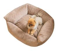 PETCUTE Cama Perro Mediano Suave Cama Gato Cómoda Felpa Corta Cama para Perros Perros Sofá Lavable Perrera (L-14.9"*18.8", Marrón)