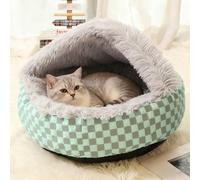 PETCUTE Cama Redonda para Gatos con Capucha,Suave y Cómoda,Cesta Cálida Semicerrada para Mascotas con Base Antideslizante,Lavable,Cojín para Gatos y Perros Pequeños y Medianos,Gris,S