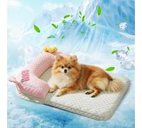 PETCUTE Cama Refrescante para Perros, Lavable y Transpirable,Esterilla Refrigerante para Perros y Gatos, Cama de Verano para Mascotas con Funda extraíble, Manta Refrescante Perro con Almohada,M