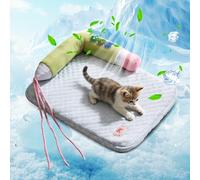PETCUTE Cama Refrescante para Perros, Lavable y Transpirable,Esterilla Refrigerante para Perros y Gatos, Cama de Verano para Mascotas con Funda extraíble, Manta Refrescante Perro con Almohada,L
