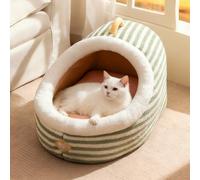 PETCUTE Camas para Gatos de Interior, Bonita Cueva para Gatos con Asa, Camas Mullidas y Acogedoras para Perros, Base Antideslizante,Casas para Mascotas con Cojín Extraíble y Lavable,Verde,2XL