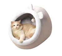 PETCUTE Casa de Cueva para Gato de Interior con Cojín Extraíble, Acogedora y Cálida, Iglú Semicerrado para Mascotas, Antideslizante