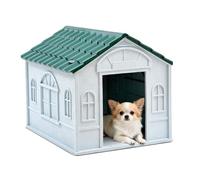 PETCUTE Casa de Plástico para Perros Pequeños y Medianos,Caseta para Perros Pequeños,Caseta Perro Exterior, Refugio Duradero para Perro,Uso Interior y Exterior,para Todas Las Estaciones,Verde,M