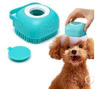 PETCUTE Cepillo de Baño de Silicona Suave para Mascotas, Lavable Cepillo de Baño para Perros y Gatos con Dispensador de Champú,Mango, Cepillo Baño Perro,para Perros y Gatos de Pelo Corto y Largo,Azul