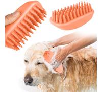 PETCUTE Cepillo para Gatos de Goma,Lavable Cepillos para Perros para Masaje Vepillo,Antideslizante,Ligero,Cepillo de Baño para Mascotas,para Perros y Gatos de Pelo Largo,Naranja