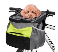 PETCUTE Cesta para Bicicletas Perros,Desmontable Cesta Delantera para Bicicleta para Perros con Bolsillos,Bolsa de Transporte para Mascotas y Bicicletas con Correa de Hombro Acolchada,Colchón Suave