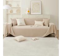 PETCUTE Chenille Funda Multiusos para Sofá,Funda de Sofá,Manta Sofá Extra Grande,Reversible Funda Cubre Sofá Chaise Longue,Protector de Muebles Antideslizante de Invierno,Té con Leche,180 * 420cm