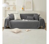 PETCUTE Chenille Funda Multiusos para Sofá,Funda de Sofá,Manta Sofá Extra Grande,Reversible Funda Cubre Sofá Chaise Longue,Protector de Muebles Antideslizante de Invierno,Gris Oscuro,180 * 260cm