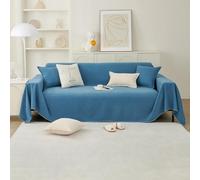 PETCUTE Chenille Funda Multiusos para Sofá,Funda de Sofá,Manta Sofá Extra Grande,Reversible Funda Cubre Sofá Chaise Longue,Protector de Muebles Antideslizante de Invierno,Azul,180 * 380cm