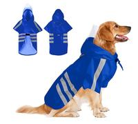 PETCUTE Chubasquero Impermeable para Perros con Capucha,Reflectante,Ropa para Mascotas Ajustable e Impermeable con Agujero para Correa,para Perros Pequeños, Medianos y Grandes,Fácil de Poner,S