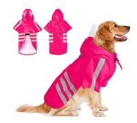 PETCUTE Chubasquero Impermeable para Perros con Capucha,Reflectante,Ropa para Mascotas Ajustable e Impermeable con Agujero para Correa,para Perros Pequeños, Medianos y Grandes,Fácil de Poner,XL