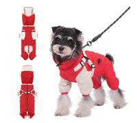 PETCUTE Chubasquero Impermeables para Perros con Arnés Integrado y Capucha Extraíble,Ajustable Abrigos Impermeables para Perros,Chaqueta de Lluvia Ligera,para Cachorros Pequeños y Medianos,S
