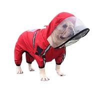 PETCUTE Chubasquero para Perros con Capucha,Impermeable para Perros con Collar Agujero y Tiras Reflectoras Seguras,Chaqueta para Cachorro Resistente al Agua para Perro Pequeño Medianos