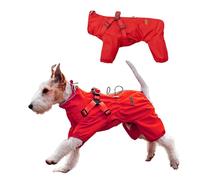 PETCUTE Chubasquero Perro Ajustable, Abrigo Impermeable de 4 Patas con Bandas Reflectantes para Paseos, Senderismo y Actividades al Aire Libre(Rojo, 6XL)