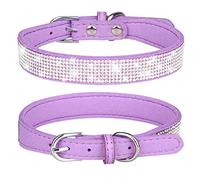 PETCUTE Collar de Perro con Diamantes de Imitación,Lindo Deslumbrante de Piel de Gamuza Suave para Perro, Gato