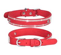 PETCUTE Collar de Perro con Diamantes de Imitación,Lindo Deslumbrante de Piel de Gamuza Suave para Perro, Gato