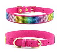 PETCUTE Collar de Perro con Diamantes de Imitación,Lindo Deslumbrante de Piel de Gamuza Suave para Perro, Gato