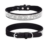 PETCUTE Collar de Perro con Diamantes de Imitación,Lindo Deslumbrante de Piel de Gamuza Suave para Perro, Gato