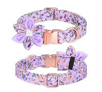 PETCUTE Collar de Perro con Flor y Pajarita,Collar para Perros y Mascotas con Hebilla de Metal,Arnés para Perro para Mascotas,Suave y Cómodo,Collares Ajustable para Perros Pequeños