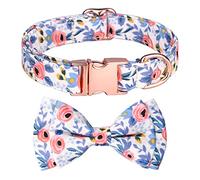 PETCUTE Collar de Perro con Flor y Pajarita,Collar para Perros y Mascotas con Hebilla de Metal,Arnés para Perro para Mascotas,Suave y Cómodo,Collares Ajustable para Perros Pequeños