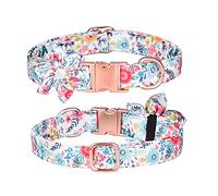 PETCUTE Collar de Perro con Flor y Pajarita,Collar para Perros y Mascotas con Hebilla de Metal,Arnés para Perro para Mascotas,Suave y Cómodo,Collares Ajustable para Perros Pequeños