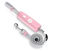 PETCUTE Correa para Perros Resistente, Correa de Nylon Reflectantes para Mascota Pequeño Mediano con Bloqueo/Esbloqueo con un Botón(Máxima 30Kg),Correa con Mango Ergonómico y Antideslizante Rosa