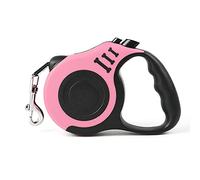 PETCUTE Correa Retráctil para Perros,Correa Telescópica para Mascotas,Cuerda De Tracción para Gatos Sin Enredos,Fácil Bloqueo y Freno,Correa Perro Extensible con Mango Antideslizante Rosa 5M