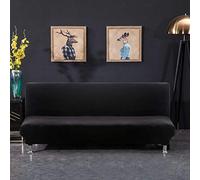 PETCUTE Funda de sofá elástica sin reposabrazos Funda de sofá Cama Fundas de Clic clac Negro