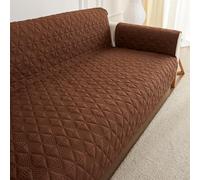 PETCUTE Funda de Sofá Impermeable,Fundas Sofa 1/2/3/4 Plazas,Decorativas Fundas de Sofa Ajustables con Reposabrazos,Banda Elástica,Lavables,Protector Sofa de Muebles(2 Plazas,Café)