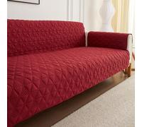 PETCUTE Funda de Sofá Impermeable,Fundas Sofa 1/2/3/4 Plazas,Decorativas Fundas de Sofa Ajustables con Reposabrazos,Banda Elástica,Lavables,Protector Sofa de Muebles(Rojo Vino,3 Plazas)