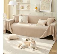 PETCUTE Fundas de Sofa, Protector Funda Sofa Cómodo y Suave, Fundas Sofá 1/2/3 Plazas,Universal, Reversible,Funda Sofas Gatos y Perros Mascotas,Cubierta Protectora de Sofá,Té con Leche,180 * 130cm