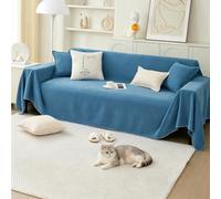 PETCUTE Fundas de Sofa, Protector Funda Sofa Cómodo y Suave, Fundas Sofá 1/2/3 Plazas,Universal, Reversible,Funda Sofas Gatos y Perros Mascotas,Cubierta Protectora de Sofá,Azul,180 * 380cm