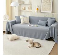 PETCUTE Fundas de Sofa, Protector Funda Sofa Cómodo y Suave, Fundas Sofá 1/2/3 Plazas,Universal, Reversible,Funda Sofas Gatos y Perros Mascotas,Cubierta Protectora de Sofá,Gris Claro,180 * 300cm
