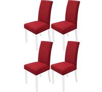 PETCUTE Fundas para sillas de Comedor elásticas Fundas para sillas Respaldo Alto Fundas para sillas Salon Vino Rojo 4 Piezas